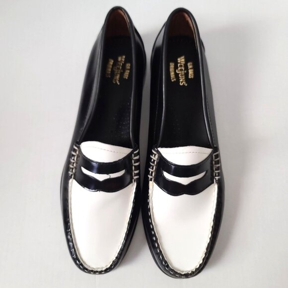 GH Bass Weejuns Whitney Penny Loafers Black White Leather Womens 9 M Preppy NWOB - Picture 4 of 8